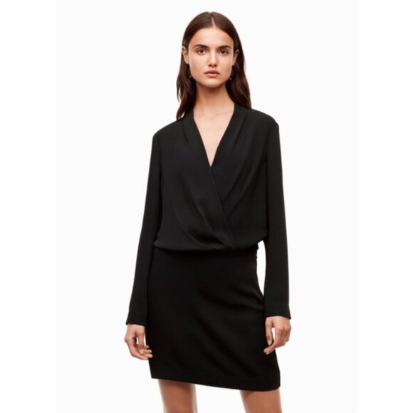 Aritzia Babaton Gershwin Wrap Dress Dark Purple Maroon Size 4 - Picture 2 of 8